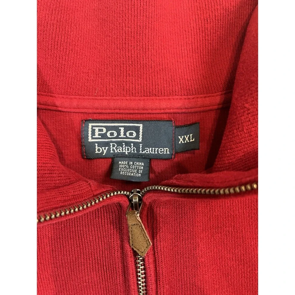 Polo Ralph Lauren Cotton Knit Pullover‎ 1/4 Zip Men's XXL Red Navy Pony Mock
